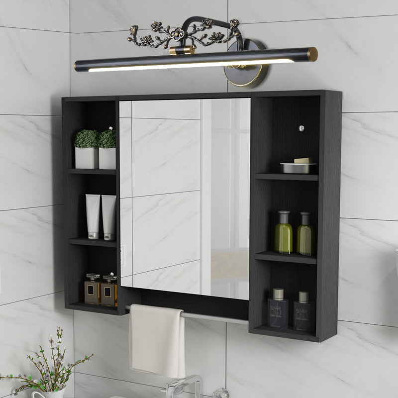 Elongated Vanity Lighting Traditional 14"/18"/23" W LED Metal Sconce Light Fixture for Bathroom in Black/Antique Brass