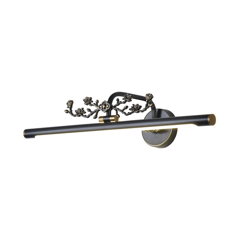 Elongated Vanity Lighting Traditional 14"/18"/23" W LED Metal Sconce Light Fixture for Bathroom in Black/Antique Brass