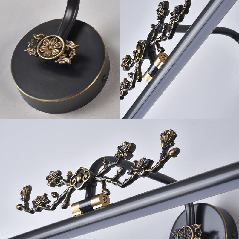 Elongated Vanity Lighting Traditional 14"/18"/23" W LED Metal Sconce Light Fixture for Bathroom in Black/Antique Brass