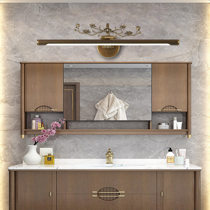 Elongated Vanity Lighting Traditional 14"/18"/23" W LED Metal Sconce Light Fixture for Bathroom in Black/Antique Brass
