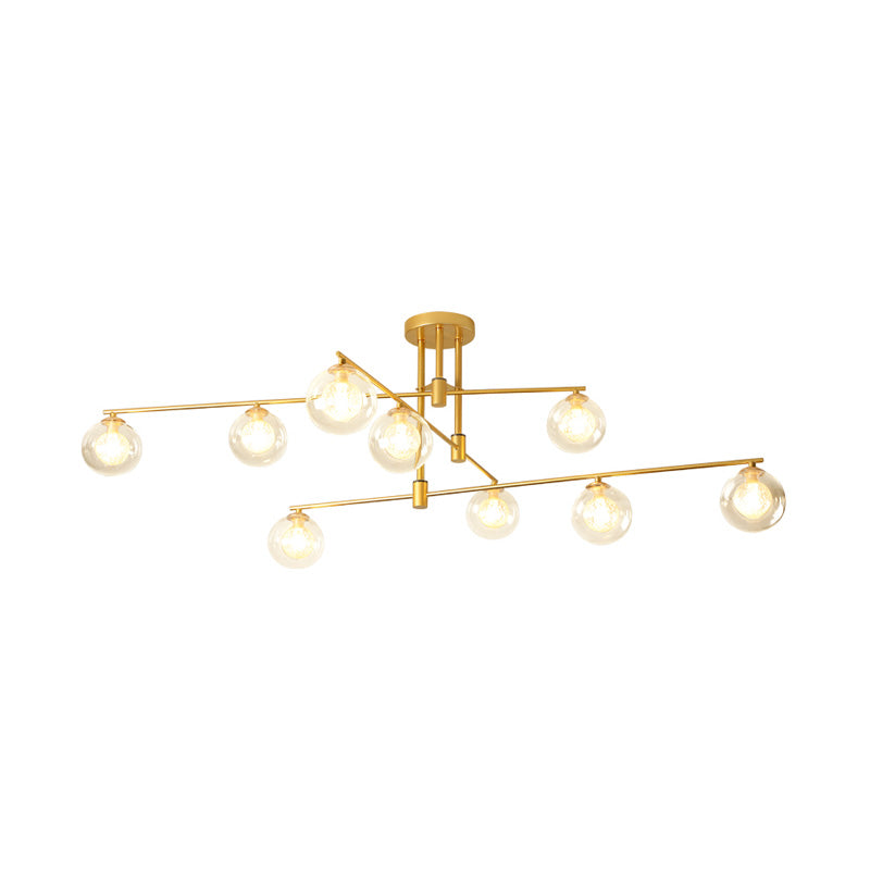 6/9 luces Starburst Candelier Minimalismo de vidrio transparente Luz colgante de colgante en negro/dorado