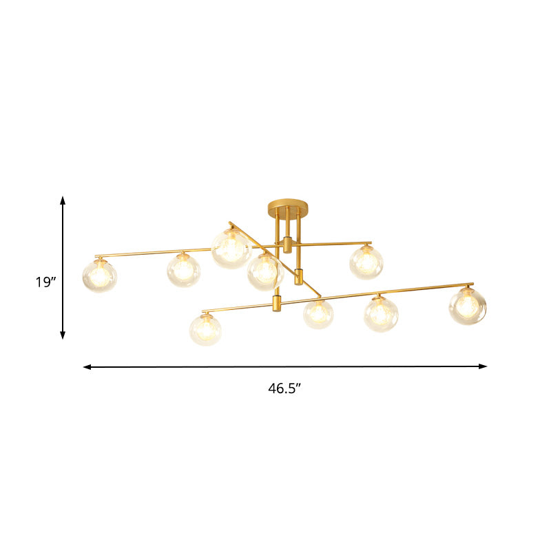 6/9 luces Starburst Candelier Minimalismo de vidrio transparente Luz colgante de colgante en negro/dorado