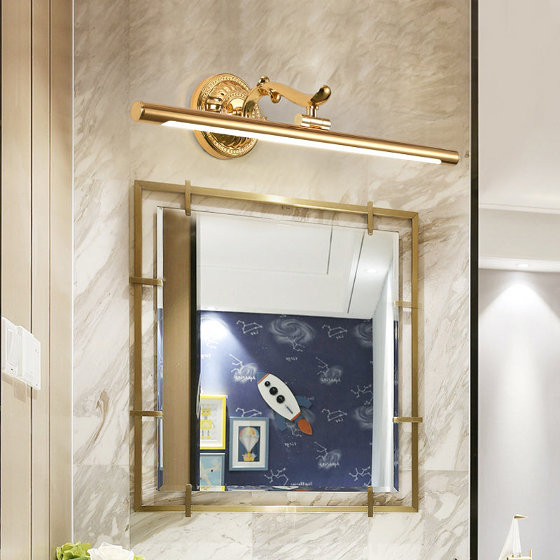LED -muurlicht met langwerpige metalen schaduw Classic Badkamer ijdelheid verlichtingsarmatuur in brons/goud, 16 "/21,5" /25,5 "breed