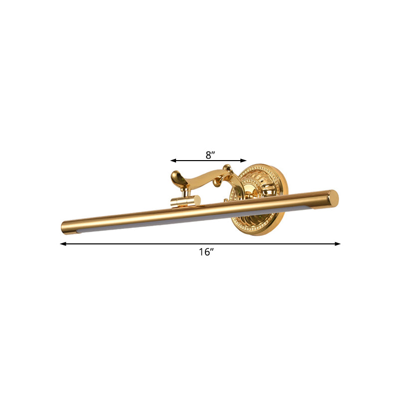 LED -muurlicht met langwerpige metalen schaduw Classic Badkamer ijdelheid verlichtingsarmatuur in brons/goud, 16 "/21,5" /25,5 "breed