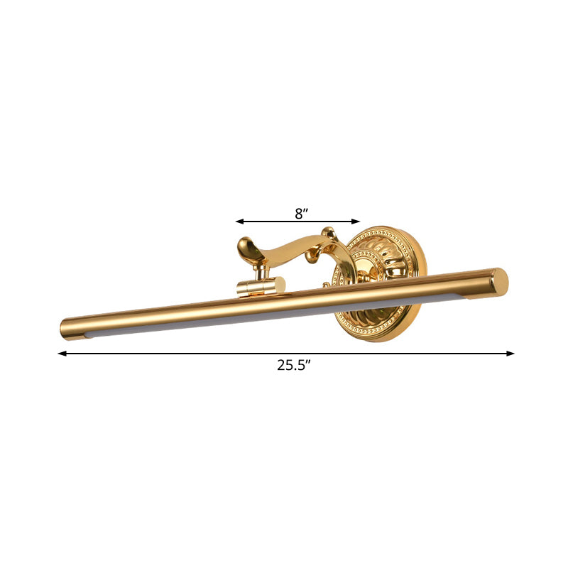 LED -muurlicht met langwerpige metalen schaduw Classic Badkamer ijdelheid verlichtingsarmatuur in brons/goud, 16 "/21,5" /25,5 "breed