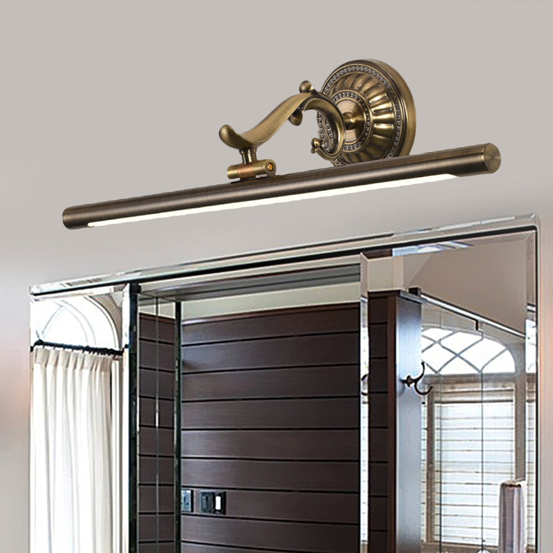 LED -muurlicht met langwerpige metalen schaduw Classic Badkamer ijdelheid verlichtingsarmatuur in brons/goud, 16 "/21,5" /25,5 "breed