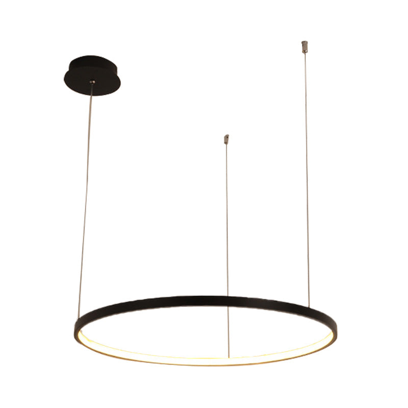 Lampada del lampadina circolare nera Acrilico minimalista 1/2/3 Luci a sospensione Light Seguit in Bianco/Luce calda