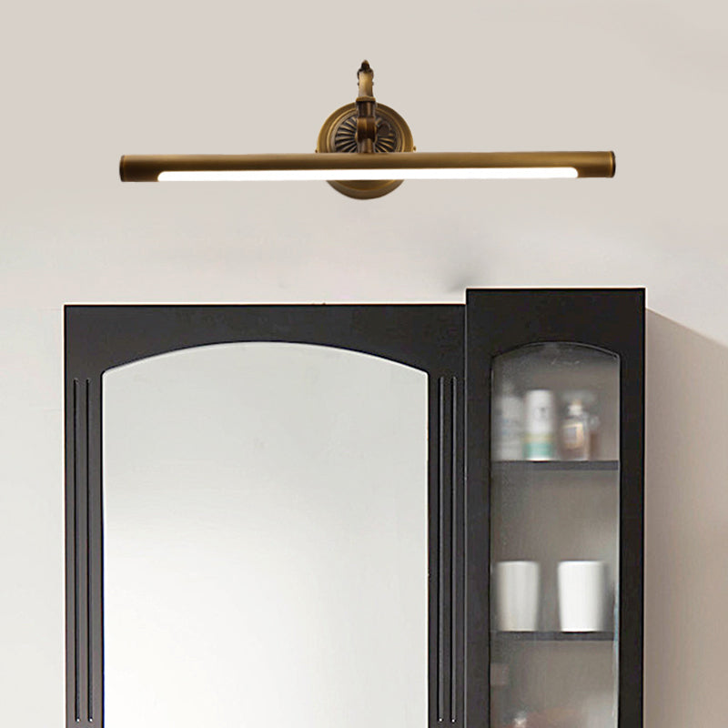 Lámpara lineal lineal de 18 "/23" /29.5 "de ancho de ancho de ancho LED de tocador de pared de metal LED tradicional en latón antiguo