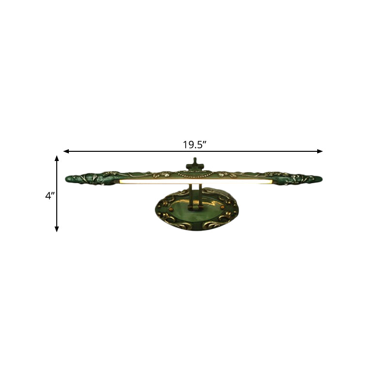 19.5"/23.5"/26" Wide Green Elongated Vanity Light Fixture Classic Metal LED Bathroom Sconce Lamp, White/Warm Light