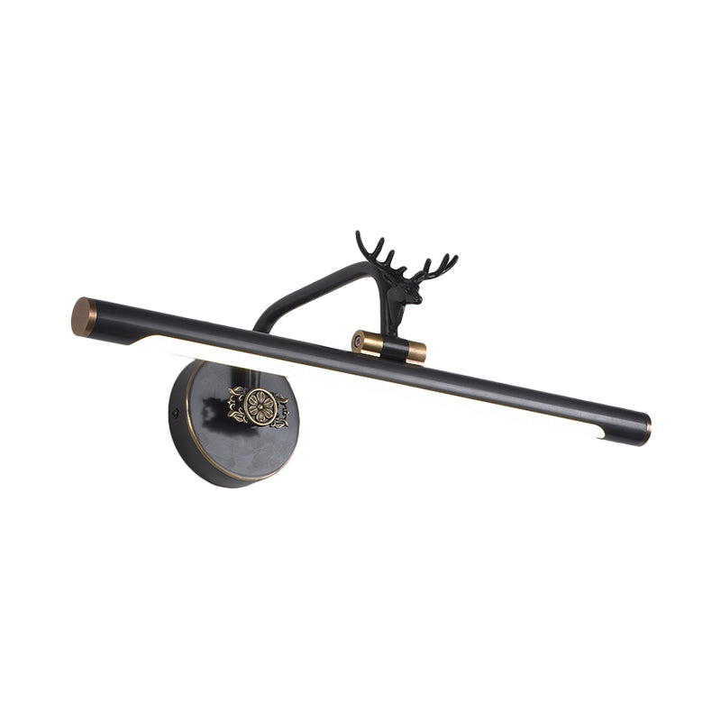 LED Metall Wand Waschtisch Licht Einfachheit Schwarz/antikes Messing Lineares Badezimmer Wandbeleuchtung Ideen mit Hirsch -Design, 14 "/18"/23 "W.