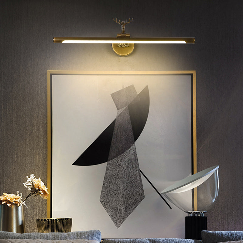 LED Metall Wand Waschtisch Licht Einfachheit Schwarz/antikes Messing Lineares Badezimmer Wandbeleuchtung Ideen mit Hirsch -Design, 14 "/18"/23 "W.