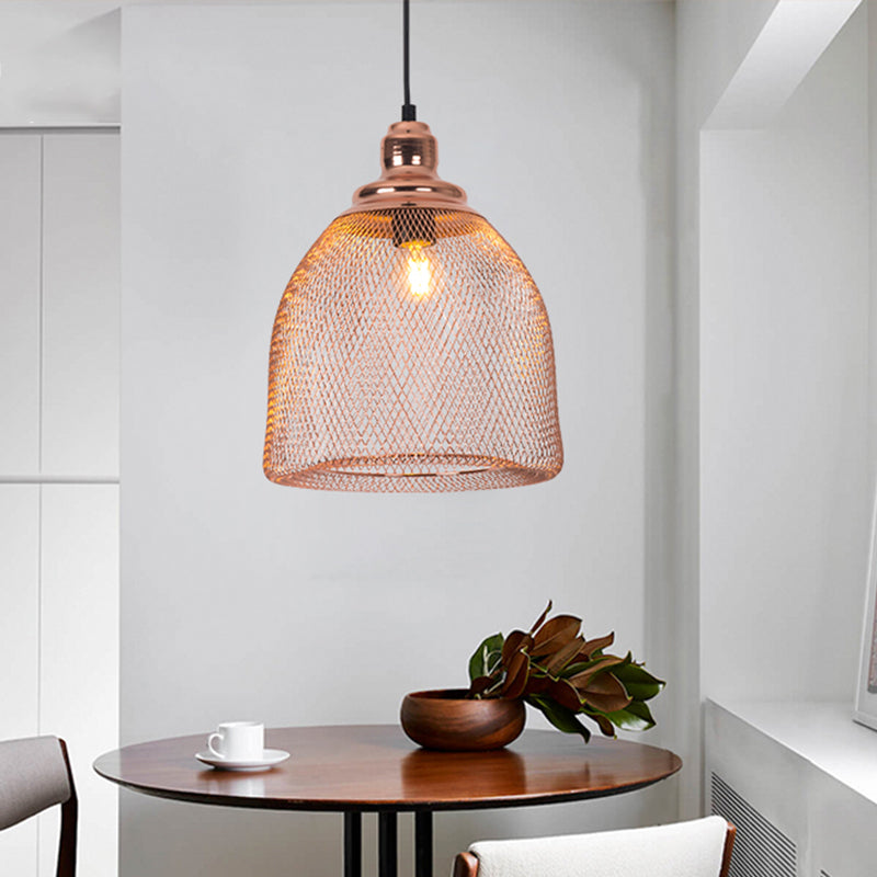 1 Lampenkugel/Kuppel Käfig Anhänger Lampe Industrie Roségold Finish Metall Down Lighting für Esszimmer