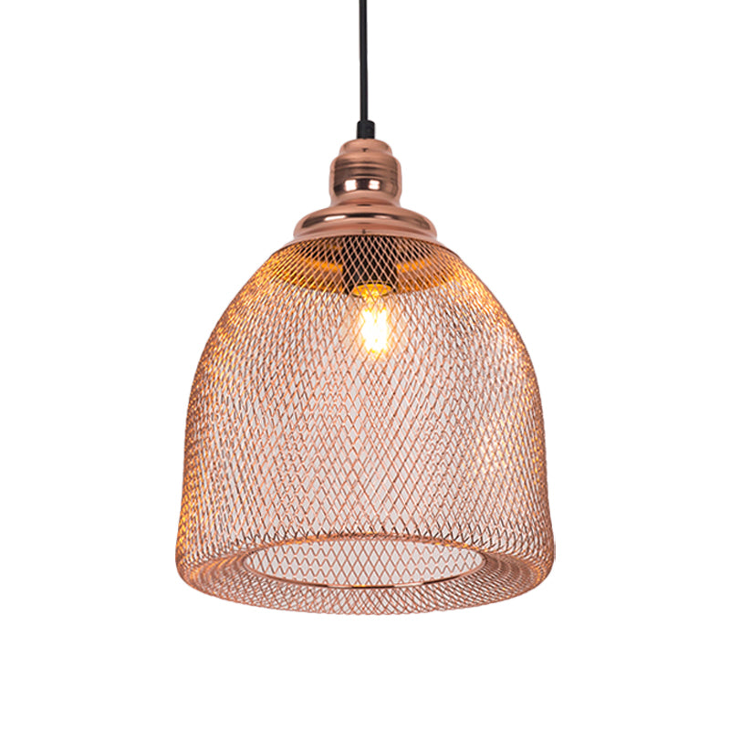 1 Lampenkugel/Kuppel Käfig Anhänger Lampe Industrie Roségold Finish Metall Down Lighting für Esszimmer