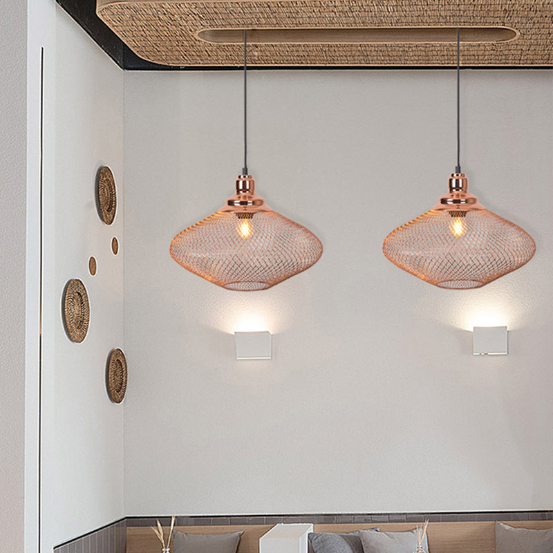 1 Lampenkugel/Kuppel Käfig Anhänger Lampe Industrie Roségold Finish Metall Down Lighting für Esszimmer