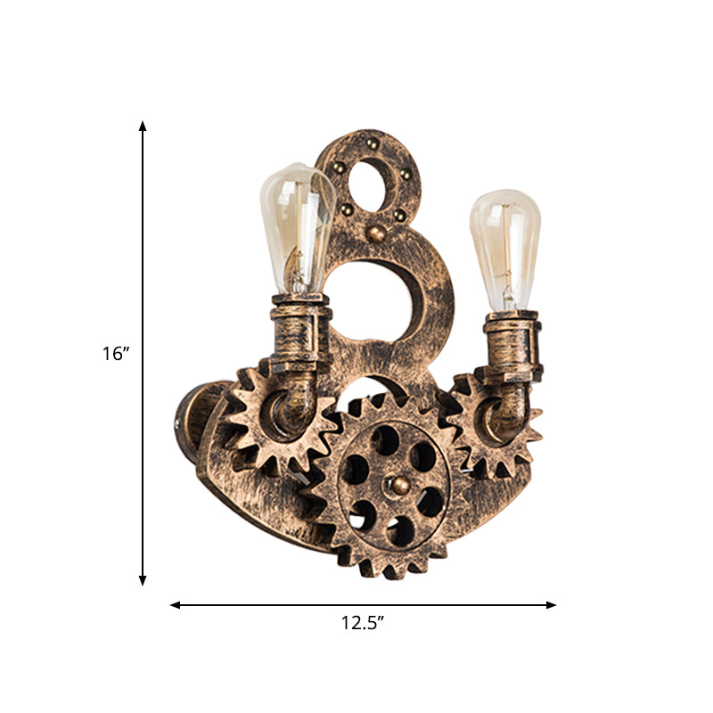 Bare Lampe Wandbeleuchtung Ideen Vintage Metall 2 Lichter Messing Wandmontage Leuchte mit Zahnrad Deco