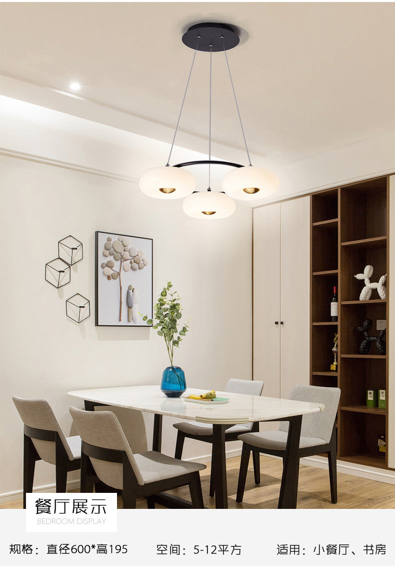 Donut Dining Room Ceiling Chandelier Acrylic 3-Head Modern LED Hanging Pendant Light in Black and White