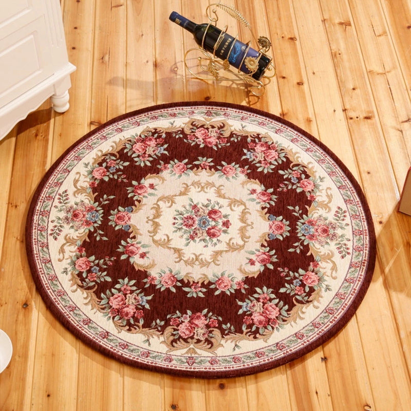 Teppich mit klassischem Pfingstrosen-Druck, mehrfarbig, Vintage-Teppich, Baumwolle, haustierfreundlich, rutschfest, maschinenwaschbar, Teppich für Schlafzimmer