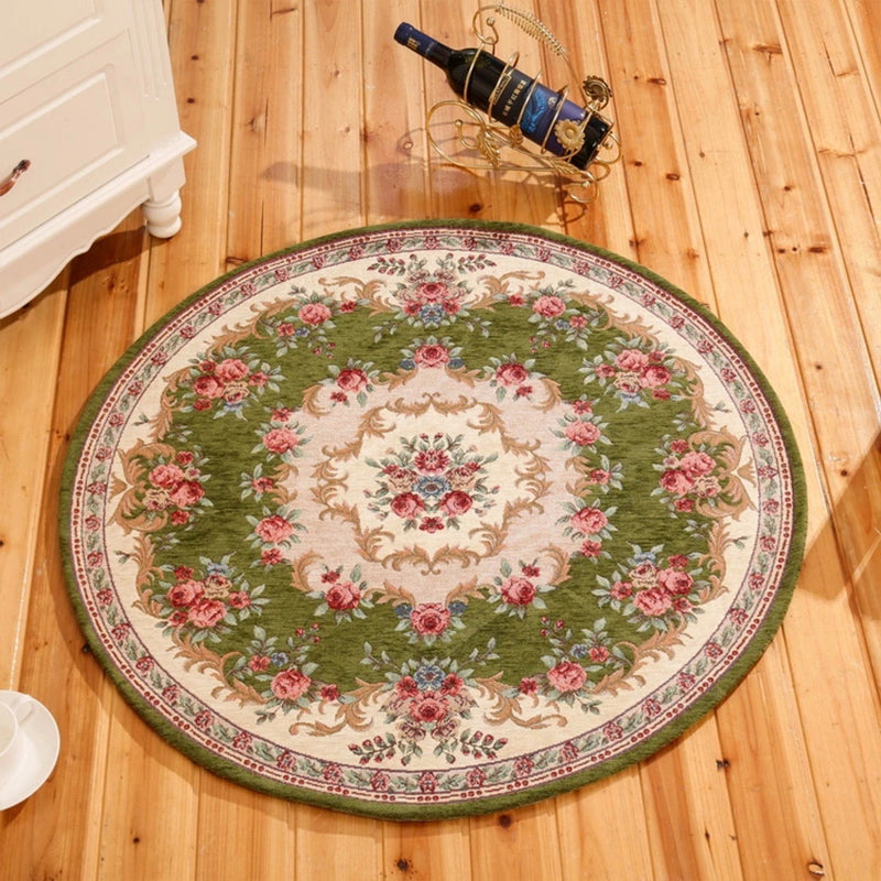 Teppich mit klassischem Pfingstrosen-Druck, mehrfarbig, Vintage-Teppich, Baumwolle, haustierfreundlich, rutschfest, maschinenwaschbar, Teppich für Schlafzimmer