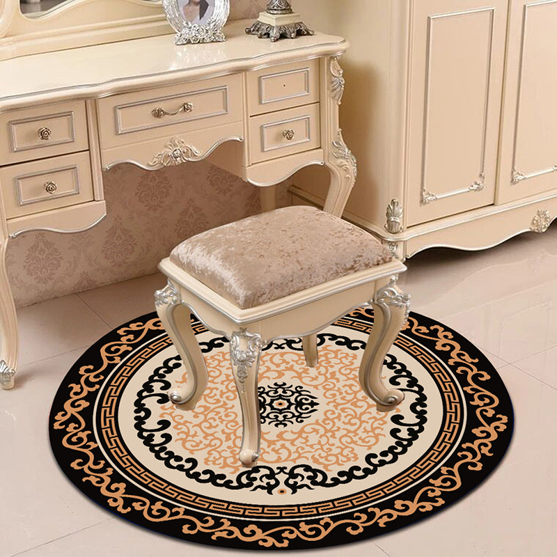 Victorian Bedroom Rug Multicolor Peony Area Rug Polyester Stain Resistant Washable Anti-Slip Rug