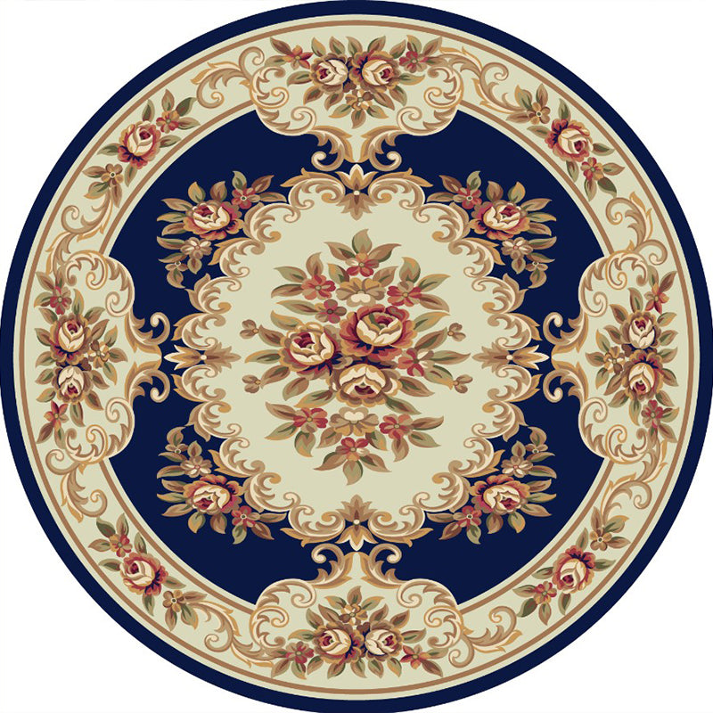 Victorian Bedroom Rug Multicolor Peony Area Rug Polyester Stain Resistant Washable Anti-Slip Rug