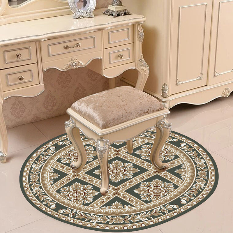 Victorian Bedroom Rug Multicolor Peony Area Rug Polyester Stain Resistant Washable Anti-Slip Rug
