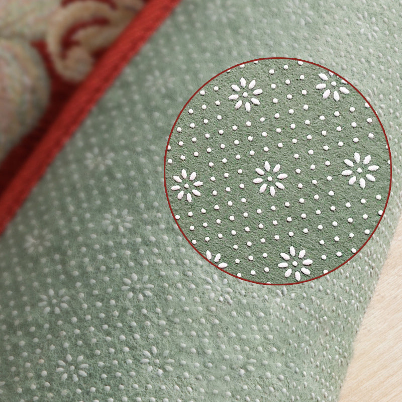 Victorian Flower Framework Rug Multi Color Synthetics Rug Washable Non-Slip Stain Resistant Rug for Bedroom