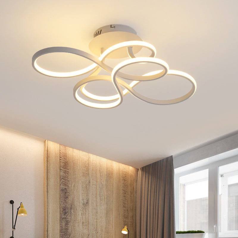 Acryl gedraaid semi-inbouwarmatuur eigentijds zwart/goud/wit LED-plafondgemonteerd licht, wit licht