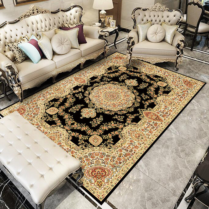 Glam Floral Swirls Rug Multicolor Victorian Rug Synthetics Pet Friendly Non-Slip Stain Resistant Rug for Home