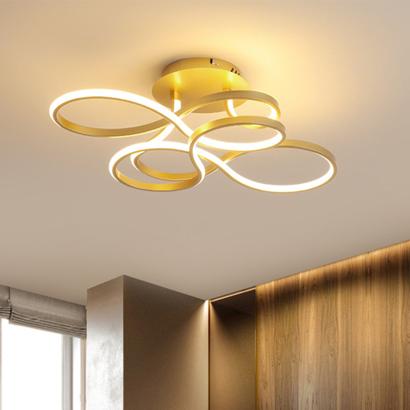 Acryl gedraaid semi-inbouwarmatuur eigentijds zwart/goud/wit LED-plafondgemonteerd licht, wit licht