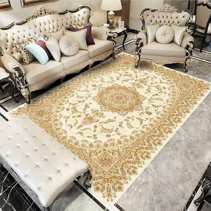Glam Floral Swirls Rug Multicolor Victorian Rug Synthetics Pet Friendly Non-Slip Stain Resistant Rug for Home