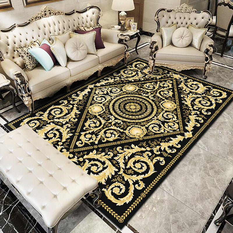 Glam Floral Swirls Rug Multicolor Victorian Rug Synthetics Pet Friendly Non-Slip Stain Resistant Rug for Home