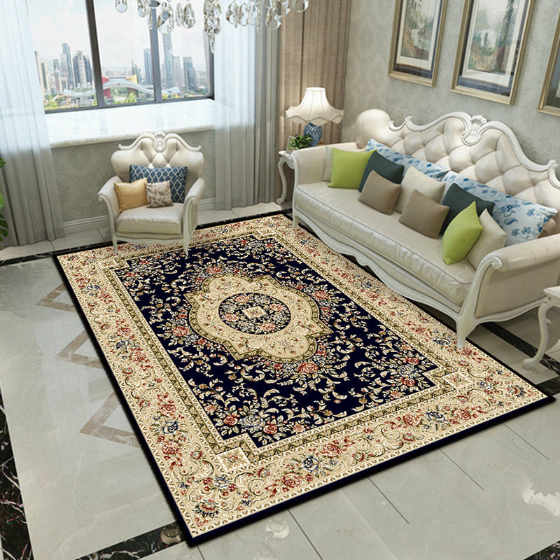 Glam Floral Swirls Rug Multicolor Victorian Rug Synthetics Pet Friendly Non-Slip Stain Resistant Rug for Home