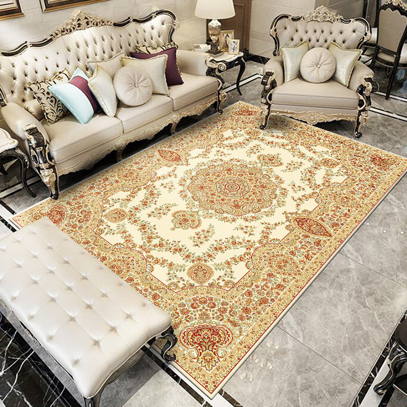 Glam Floral Swirls Rug Multicolor Victorian Rug Synthetics Pet Friendly Non-Slip Stain Resistant Rug for Home