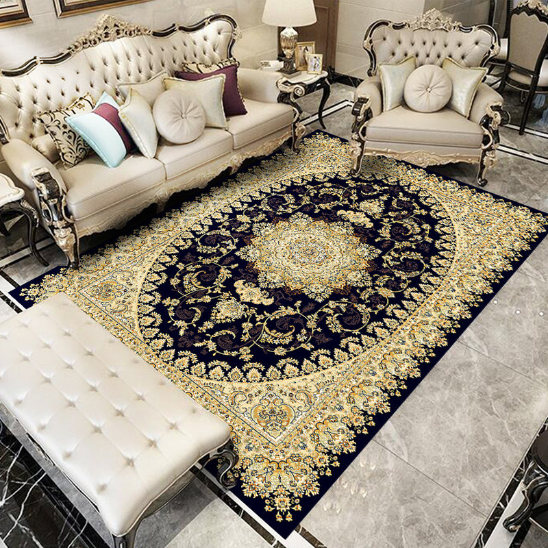 Glam Floral Swirls Rug Multicolor Victorian Rug Synthetics Pet Friendly Non-Slip Stain Resistant Rug for Home