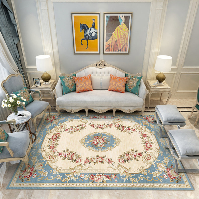 Aesthetics Vintage-Innenteppich, mehrfarbiger Blumenteppich, schmutzabweisend, haustierfreundlich, rutschfester Teppich für Familienzimmer
