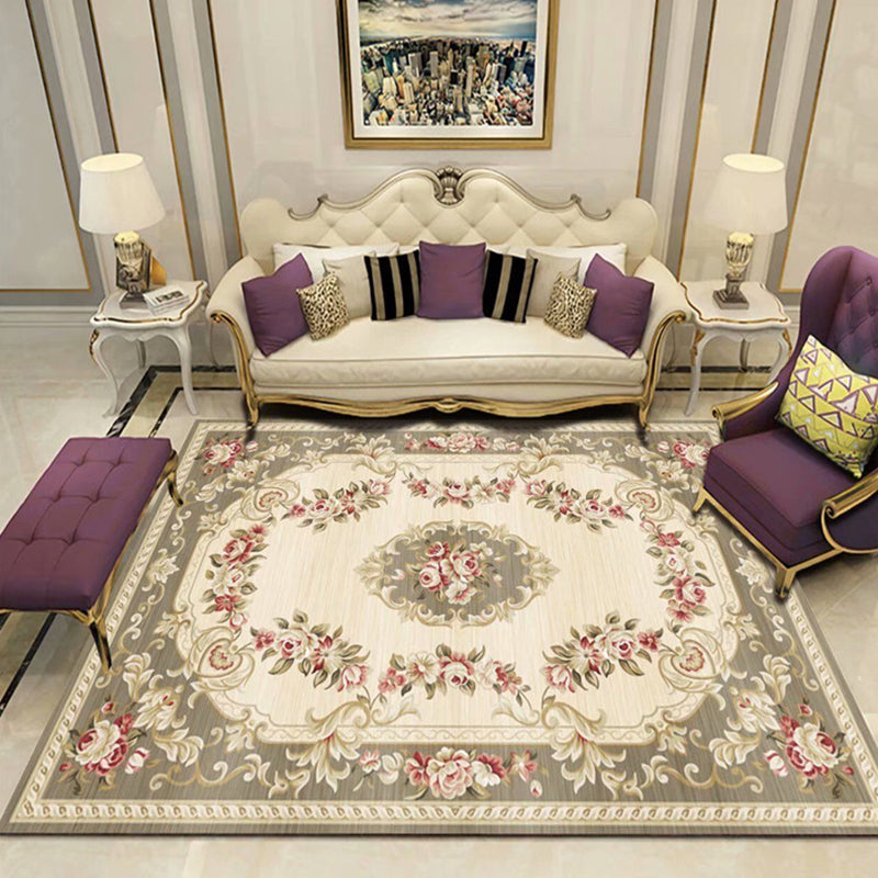 Aesthetics Vintage-Innenteppich, mehrfarbiger Blumenteppich, schmutzabweisend, haustierfreundlich, rutschfester Teppich für Familienzimmer