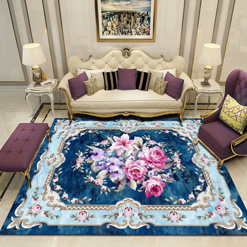 Aesthetics Vintage-Innenteppich, mehrfarbiger Blumenteppich, schmutzabweisend, haustierfreundlich, rutschfester Teppich für Familienzimmer