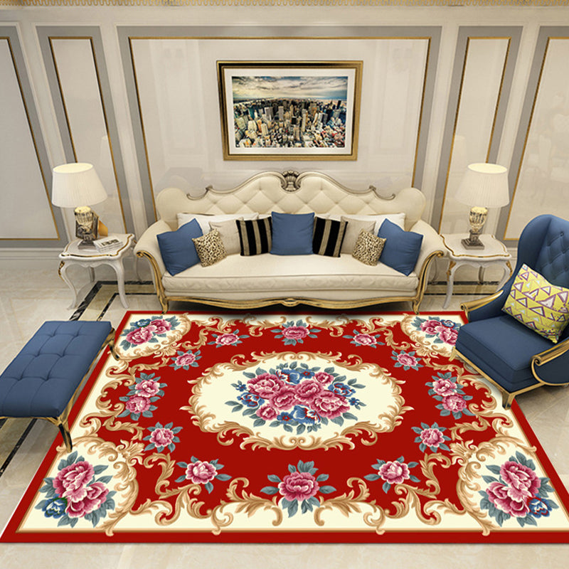 Elegant meerkleurig bloementapijt Traditioneel polyester tapijt Antislip achterkant Diervriendelijk wasbaar tapijt voor huisdecoratie