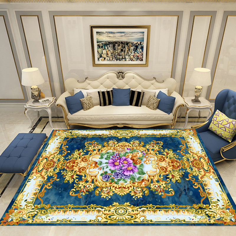 Elegant meerkleurig bloementapijt Traditioneel polyester tapijt Antislip achterkant Diervriendelijk wasbaar tapijt voor huisdecoratie