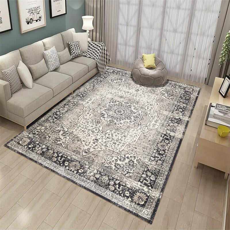 Antique Multicolor Glam Rug Polyester Floral Printed Carpet Pet Friendly Stain Resistant Anti-Slip Rug for Home