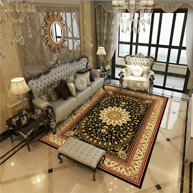 Antique Multicolor Glam Rug Polyester Floral Printed Carpet Pet Friendly Stain Resistant Anti-Slip Rug for Home