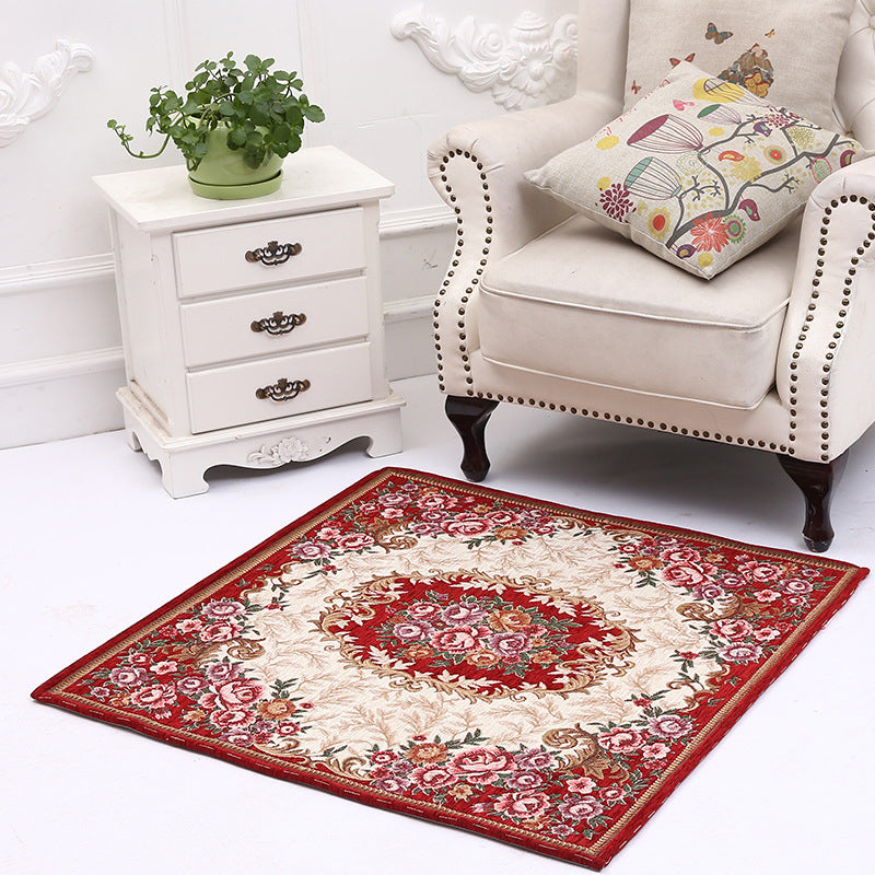 Victorian Style Foyer Rug Multi-Color Flower Print Rug Polypropylene Pet Friendly Anti-Slip Backing Washable Rug