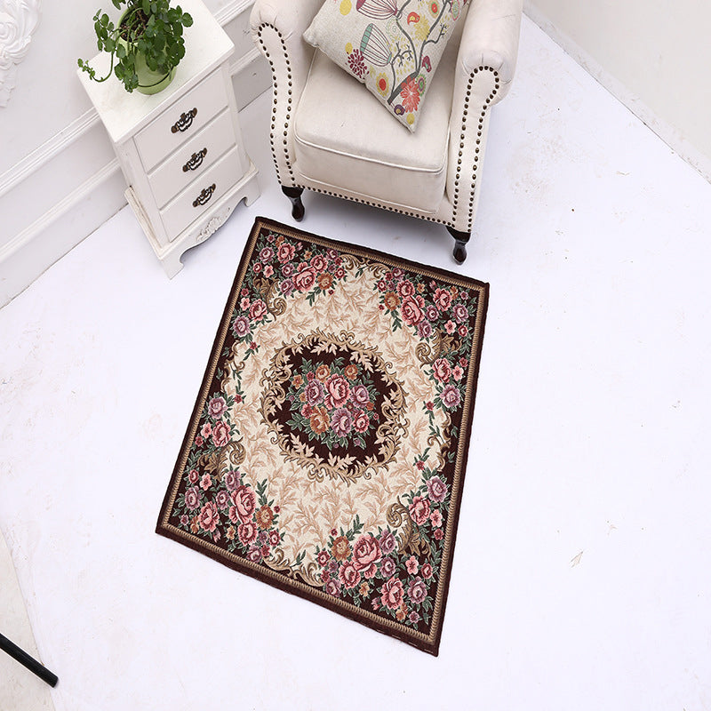 Victorian Style Foyer Rug Multi-Color Flower Print Rug Polypropylene Pet Friendly Anti-Slip Backing Washable Rug