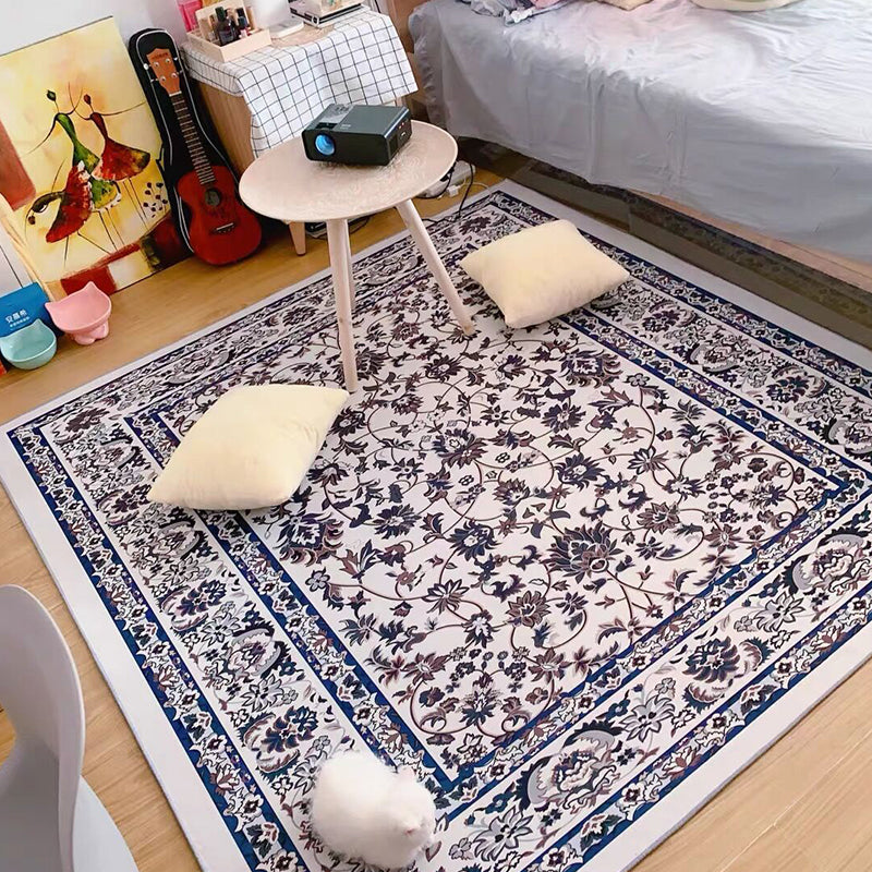 Victoria Print Rug Multi Color Polypropylene Rug Non-Slip Stain Resistant Washable Indoor Rug for Living Room