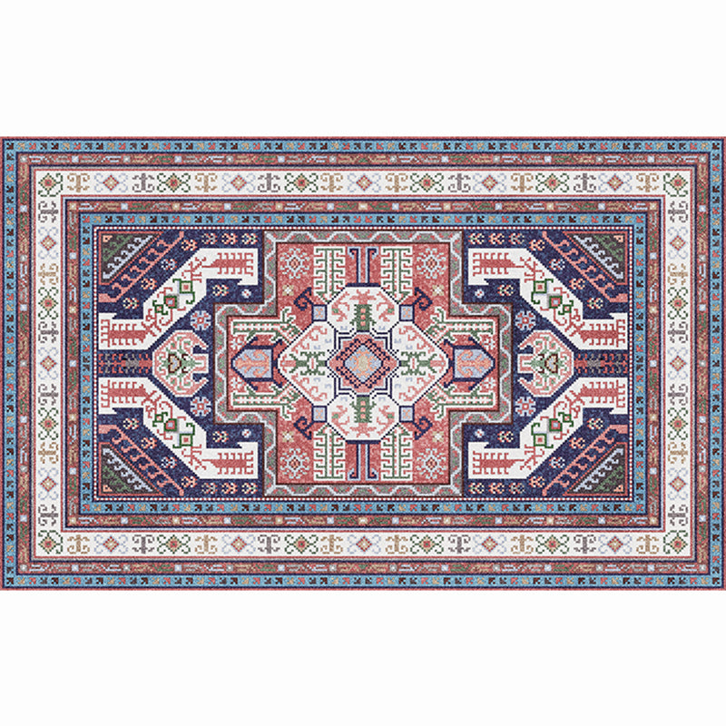 Moroccan Living Room Rug Multi-Colored Printed Carpet Cotton Anti-Slip Machine Washable Pet Friendly Rug