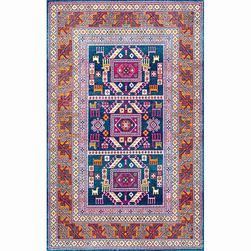 Moroccan Living Room Rug Multi-Colored Printed Carpet Cotton Anti-Slip Machine Washable Pet Friendly Rug