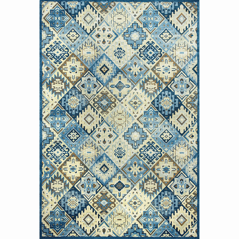 Moroccan Living Room Rug Multi-Colored Printed Carpet Cotton Anti-Slip Machine Washable Pet Friendly Rug