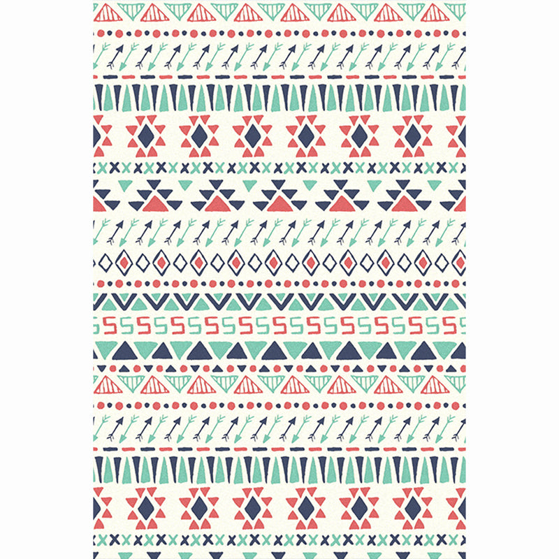 Moroccan Living Room Rug Multi-Colored Printed Carpet Cotton Anti-Slip Machine Washable Pet Friendly Rug