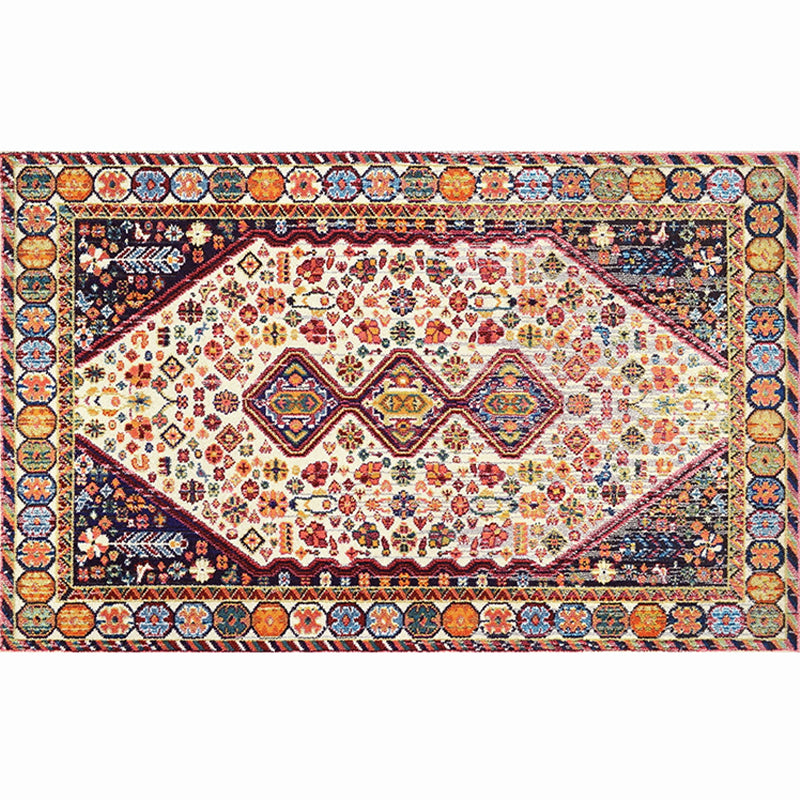 Moroccan Living Room Rug Multi-Colored Printed Carpet Cotton Anti-Slip Machine Washable Pet Friendly Rug