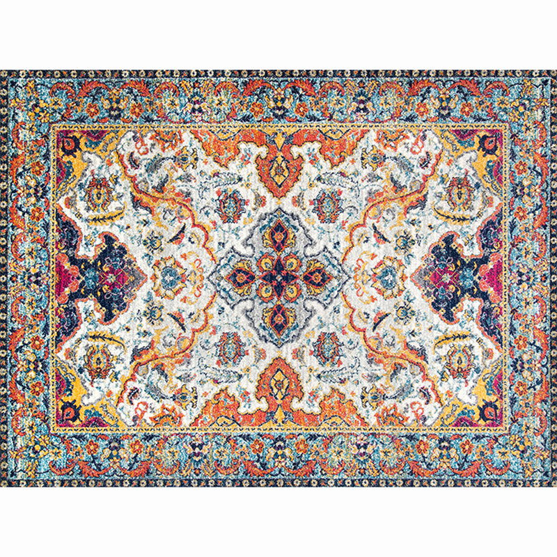 Moroccan Living Room Rug Multi-Colored Printed Carpet Cotton Anti-Slip Machine Washable Pet Friendly Rug